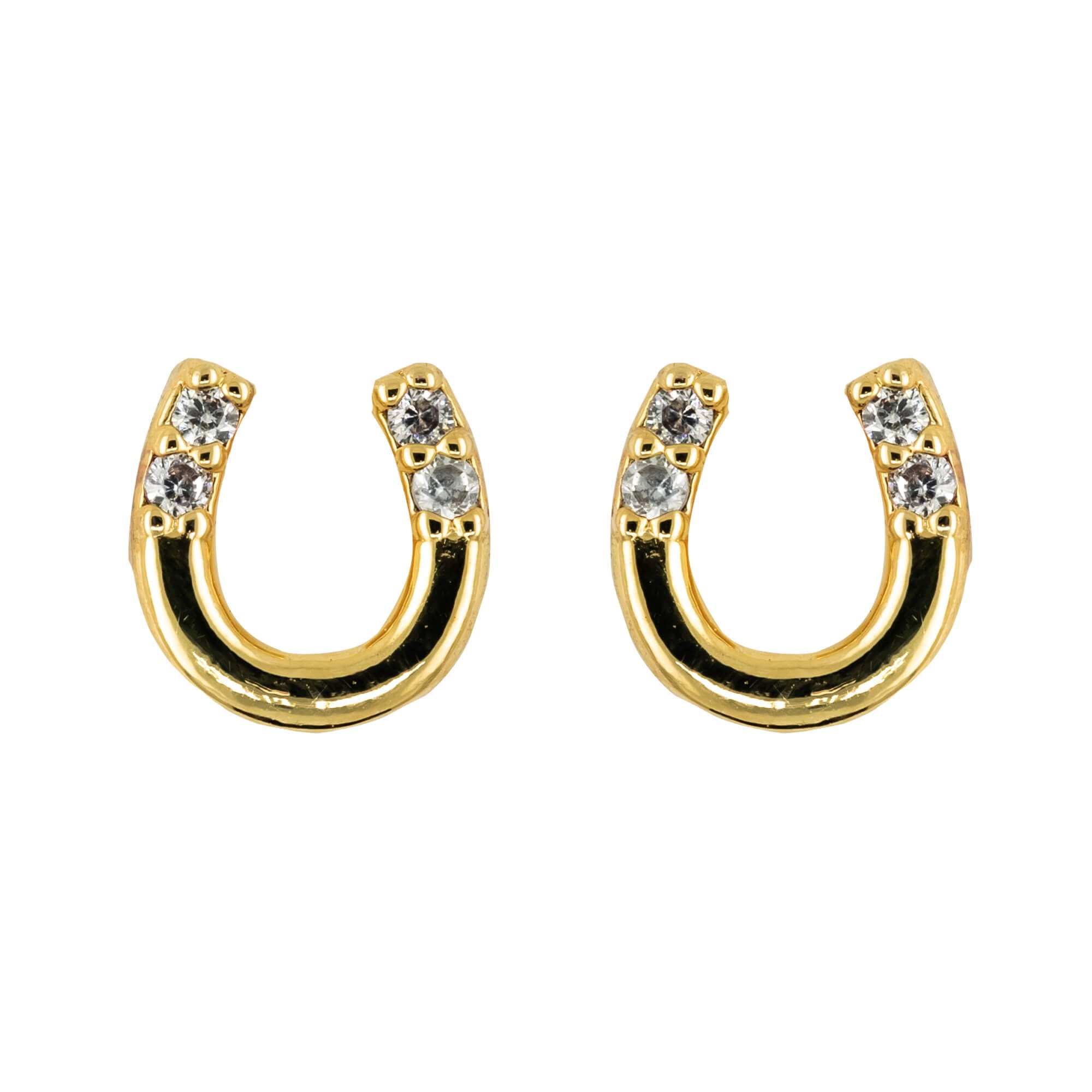 Gold Horseshoe Stud Earrings, 18K Gold Vermeil Equestrian Posts, Lucky Horseshoe  Earrings, - Etsy